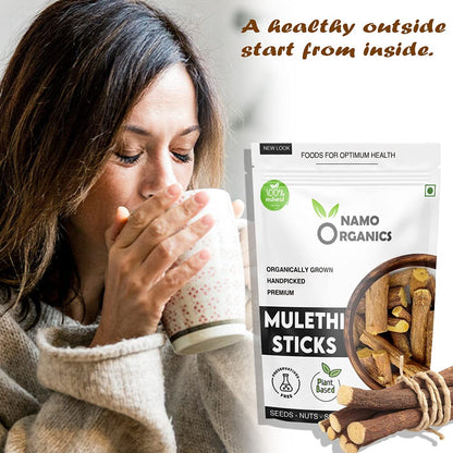 Namo Organics Mulethi Stick For Eating - 100 Gms - Yashtimadhu/Licorice Roots For Throat