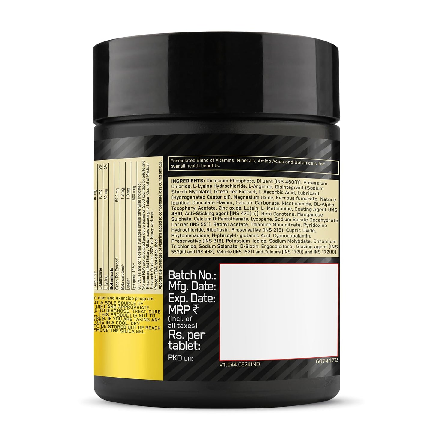 Optimum Nutrition (ON) Multivitamin for MEN– 60 Tablets, 26 Vitamins & Minerals, Amino Acids & Anti-Oxidants (Green Tea Extract, Beta Carotene, Lutein, Lycopene). Vegetarian.