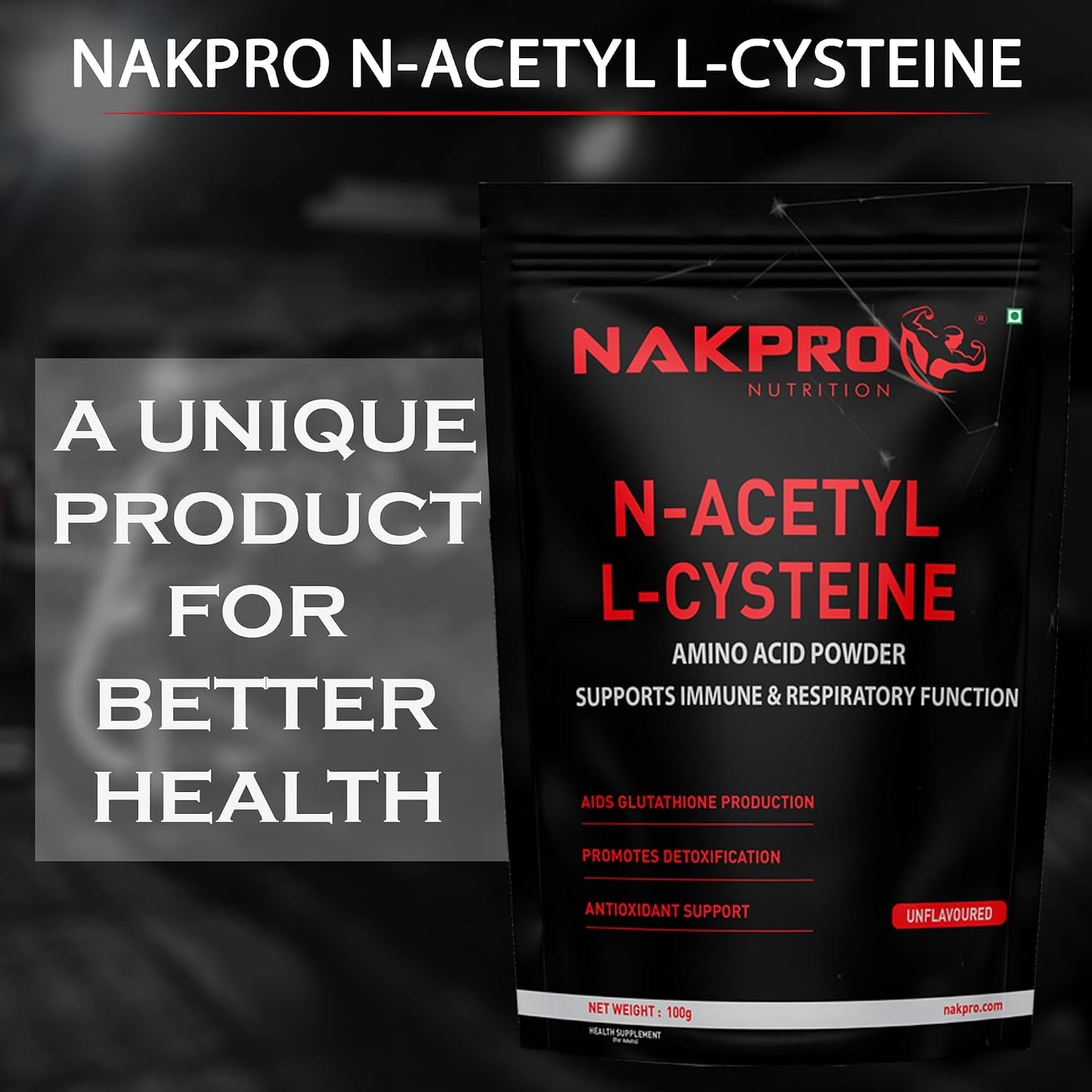 NAKPRO N-Acetyl-L-Cysteine Powder, 600mg | Support Cellular Antioxidant | Immune Health | NAC Supplement Powder (Unflavored, 100g)