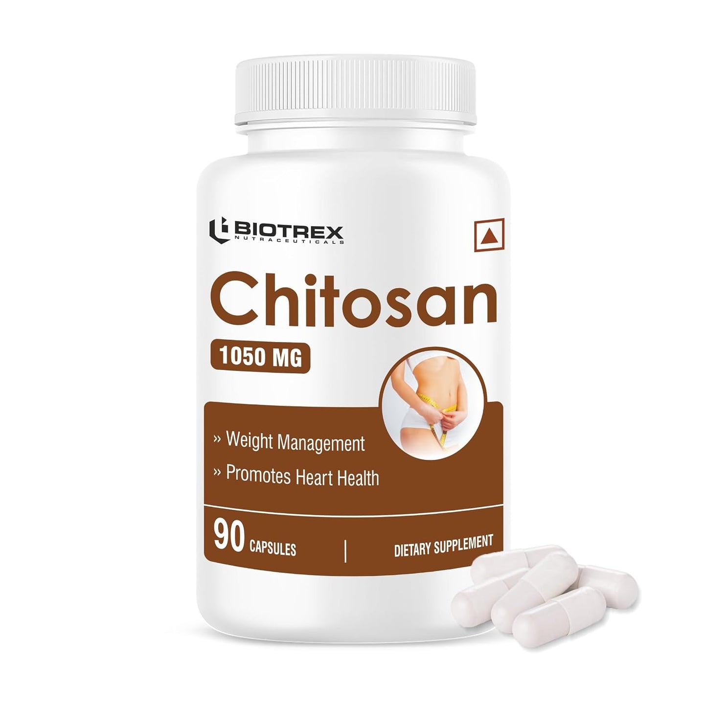 Biotrex Nutraceuticals Chitosan 1050mg, Healthy Weight Management, A Natural Source of Marine Fiber - 90 Capsules