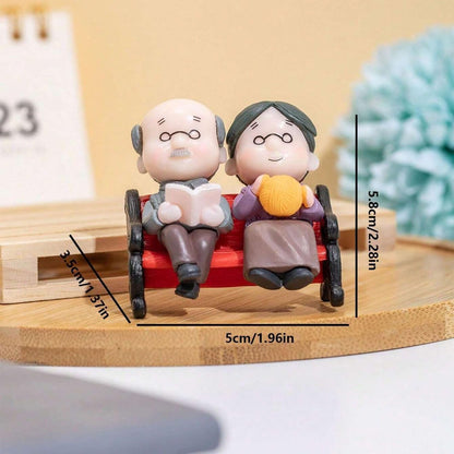 Old Aged Love Couple Sitting on Bench Decorative Showpiece for Home Room Decor Table Decoration Gift for Grand Parents Husband Wife Anniversary Birthday Valentine Gifts