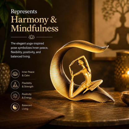 Yoga Lady Statue Polyresin Meditating Woman Figurine for Home & Office Décor 22Cm | Elegant Yoga Showpiece | Zen Décor | Namaste Meditation Idol | Decorative Woman Statue (Gold)