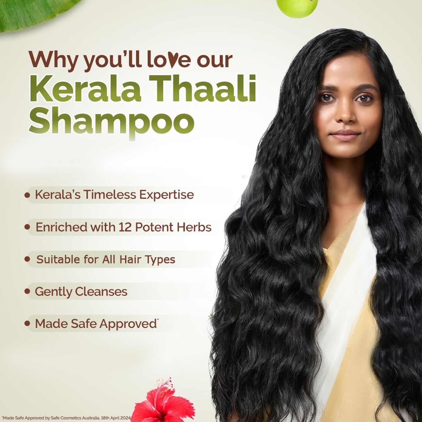 Mamaearth Kerala Thaali Shampoo with Hibiscus, Shikakai, Amla, Flax Seeds for Thick & Long Hair - 250 ml| Ready To Use Thali | Gently Cleanses | Adds Shine | 12 Potent Herbs | 100% Natural Herbs