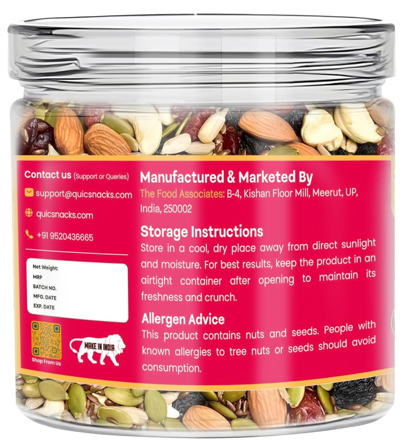 QuicSnacks 9 in 1 Mix Detoxibites Seeds | Nuts and Seed Mixes | Mixed Dry Fruits for Eating | Crunchy and Flavorful Snack | Trail Mix | Rich in Omega-3 | Improve Heart Health and Circulation (9 in 1 Mix Detoxibites)