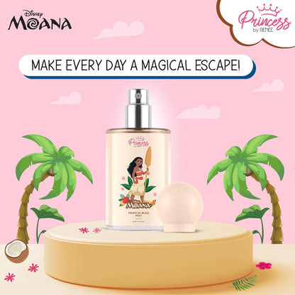 Princess by RENEE Disney Moana Tropical Bliss Fragrance Body Mist, Mild & Long Lasting Scent with Fruity & Floral Notes of Juicy Melon & Sweet Vanilla, Dermatologically Tested, Cruelty-Free, 30ml