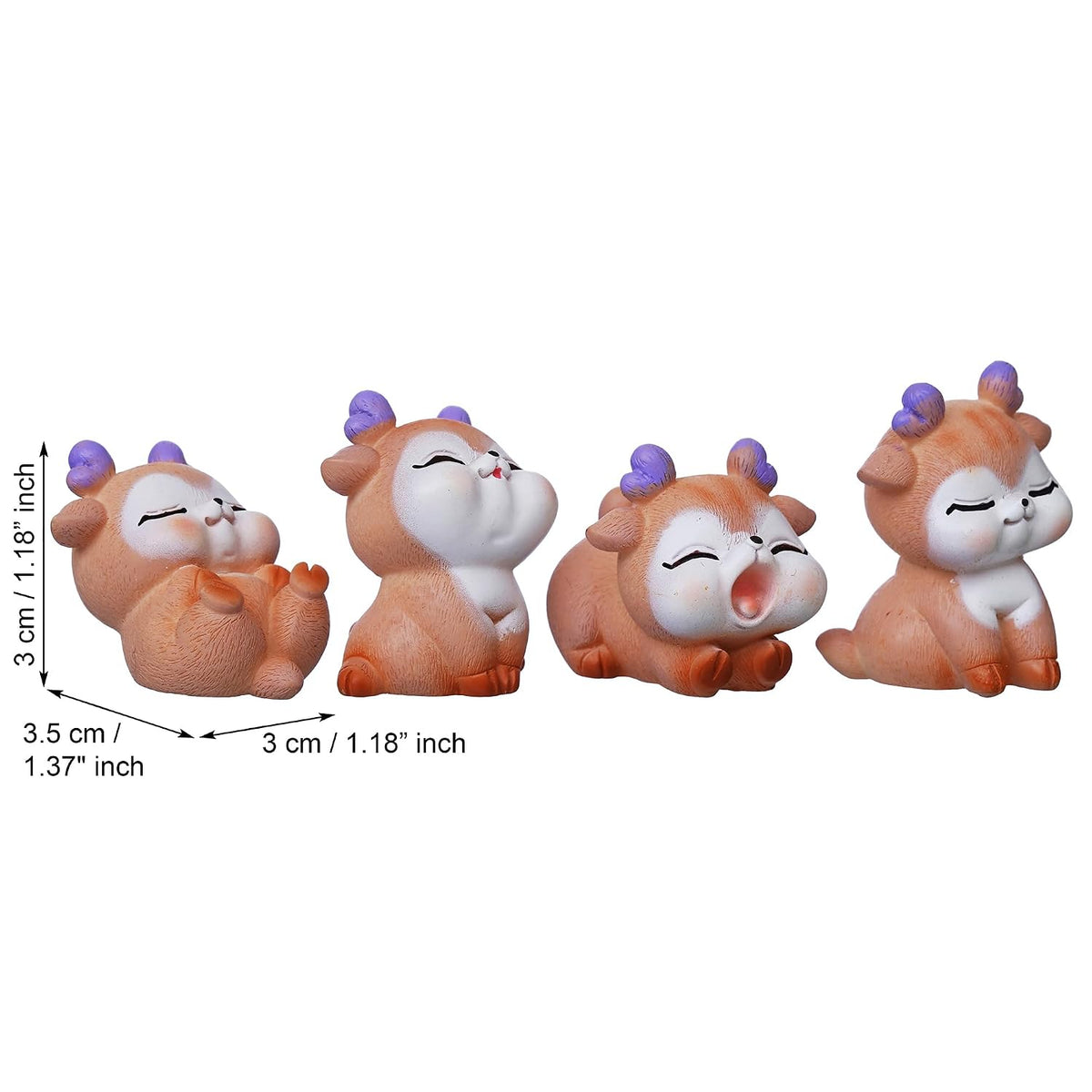 Set of 4 Miniature Cute Deer Statues Animal Figurines Showpiece for Home Decor Living Room Valentine Gift for Girlfriend Boyfriend Husband Wife Her Him | Valentine Day Decoration Items