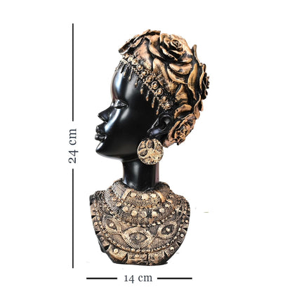African Lady Statue | Stunning Home/Office Décor (Pack of 1, Black & Gold, Model 2)