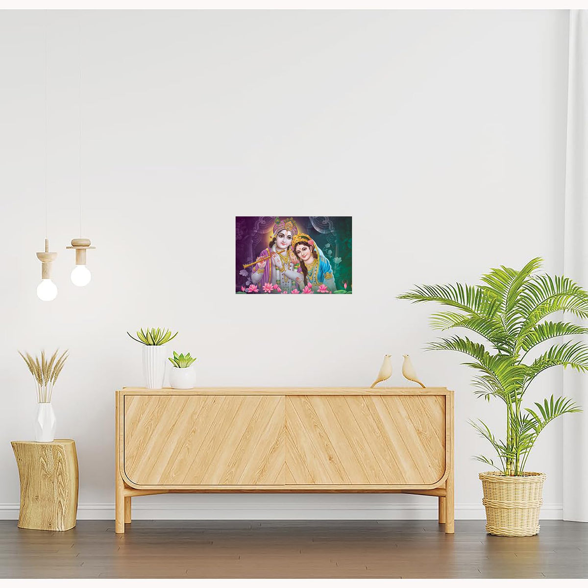 Radha Krishna Paintings for Living room, Radha Krishna Poster Big Size with Sparkle Coated Lamination - 171 (Self Adhesive) 18x24 Inch