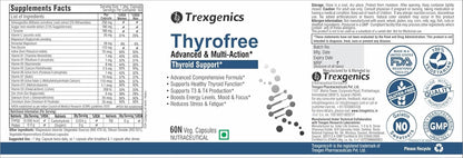 Trexegenics Thyrofree supplement packaging with label and branding elements.