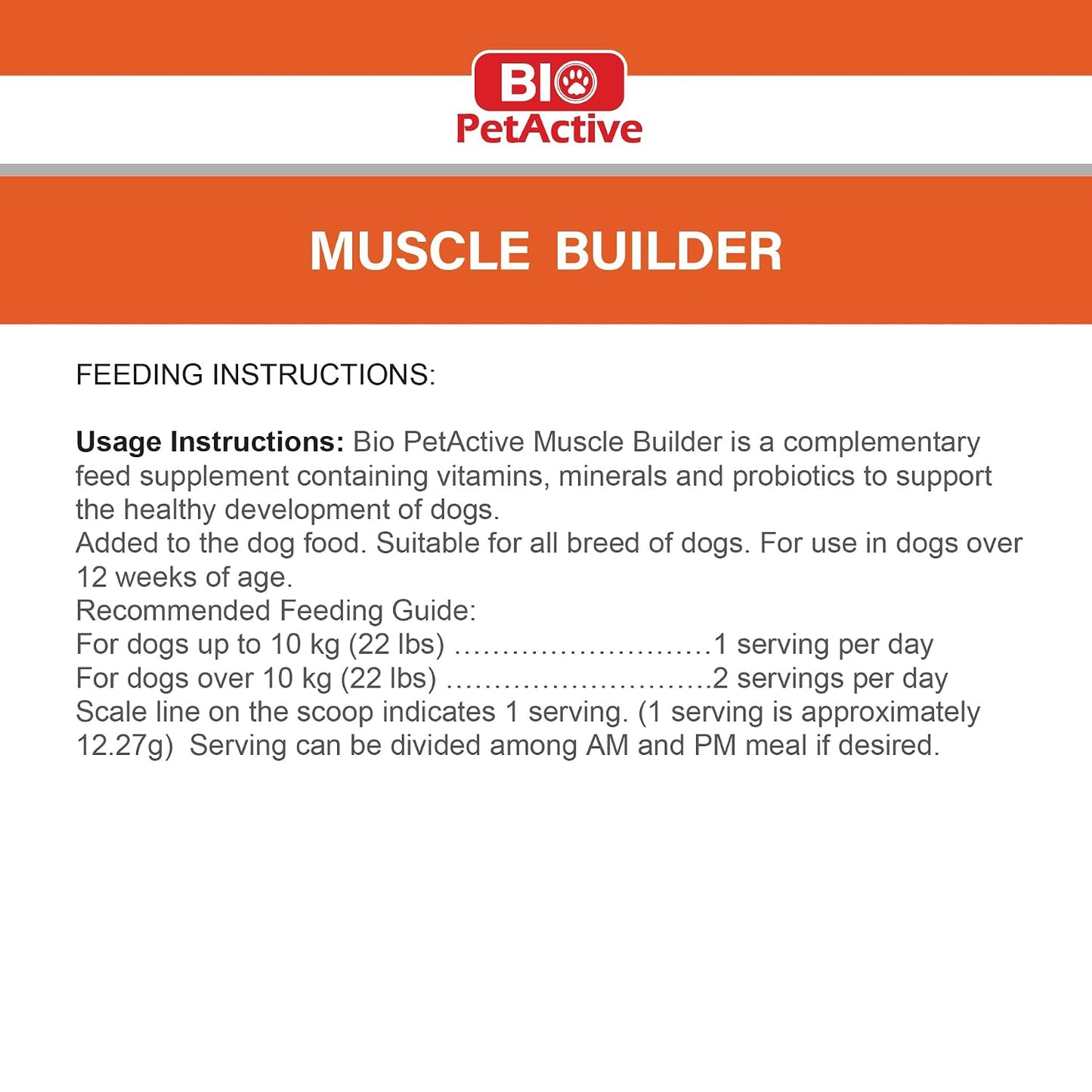 Bio PetActive Muscle Builder Bulky Power Protein Dog Supplementary Food Helps in Muscle Building (Size-120gram)