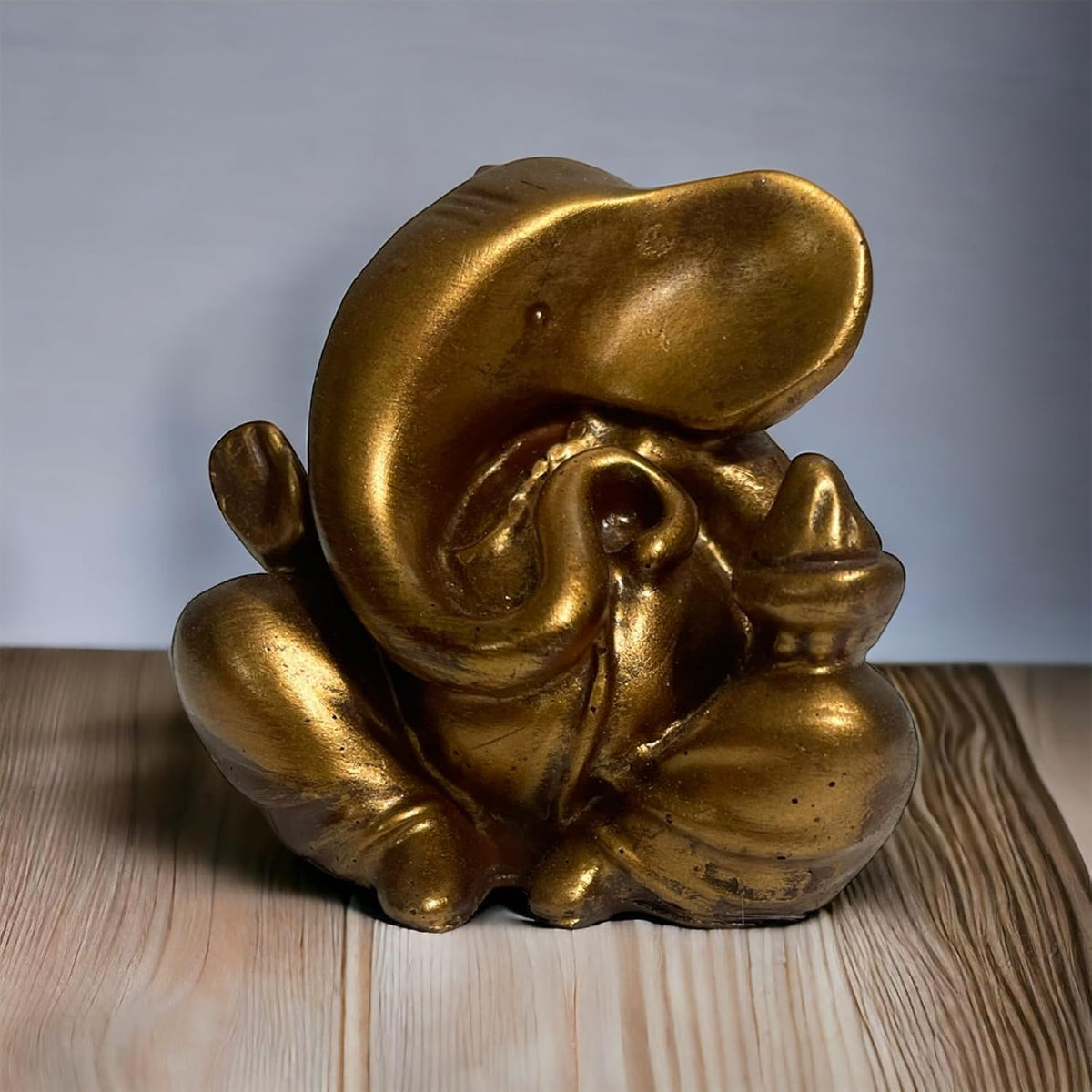 Lord Ganesha Idol for Car Dashboard | Composite Marble Ganesh | Available in White, Golden & Black | Small Sitting Ganpati Murti