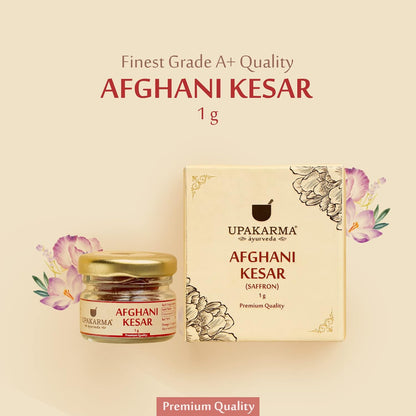 UPAKARMA Afghani Kesar Saffron Original 1gram - Premium A+++ Grade in Gift Box, 100% Pure, Handpicked for Flavor & Aroma, Ideal for Cooking & Sweets - Pack of 1