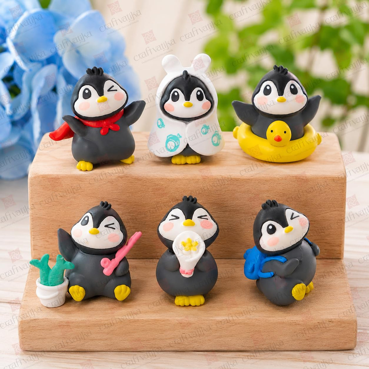 Miniature Showpiece Birthday Gift for Girls Kids, Penguin Showpiece Set of 6 for Home Decor Items, Car Dashboard Items, Table Decoration Items, Valentine Day Gift for Girlfriend