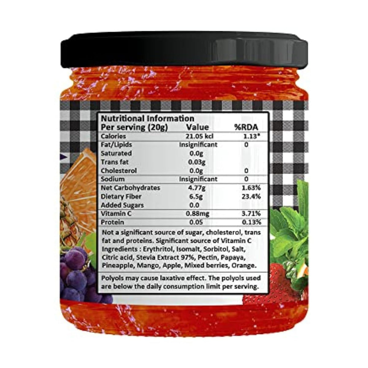 VIStevia Sugar Free Mixed Fruit Jam (220g) | Diabetic & Keto Friendly | Sweetened with Stevia and Erythritol | 100% natural | More than 60% whole fruit | Tastes delicious