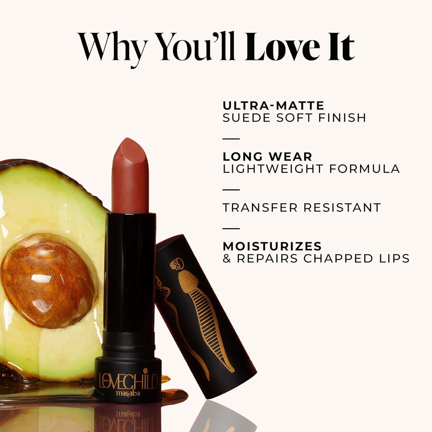 LoveChild Masaba Ultra Matte Nude Brown Lipstick, Long Lasting Upto 6Hrs, Transfer-Proof, Hydrating & Nourishing Bullet Lipsticks For Women, Melting Mocha, 4.5g