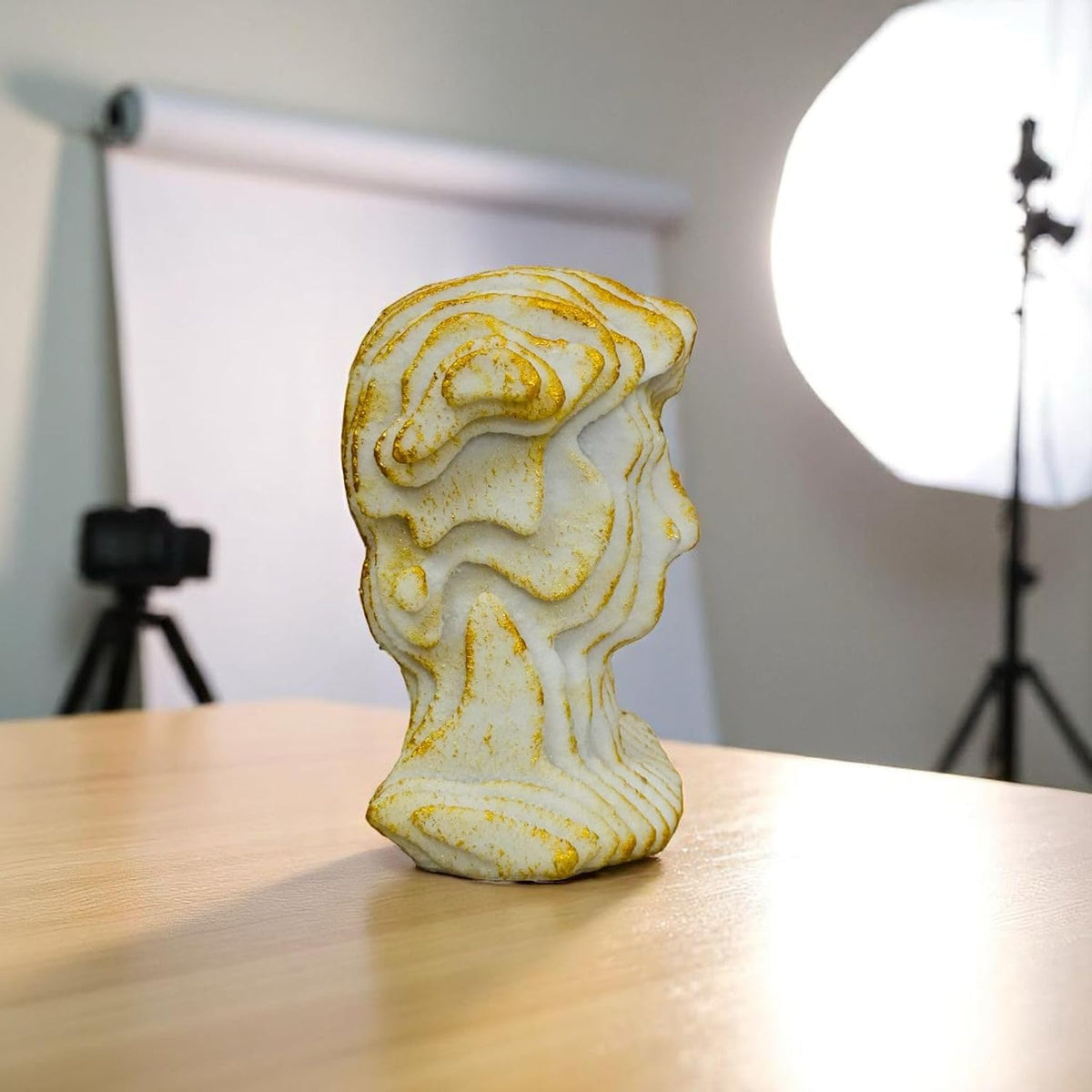 Resin Roman Man Bust Statue (6.5 Inch)| Decorative Sculpture & Figurine for Home Decor | Modern Tabletop Showpiece for Living Room, Bedroom, Office, Gifting, Shelf & Bookshelf, Off-White