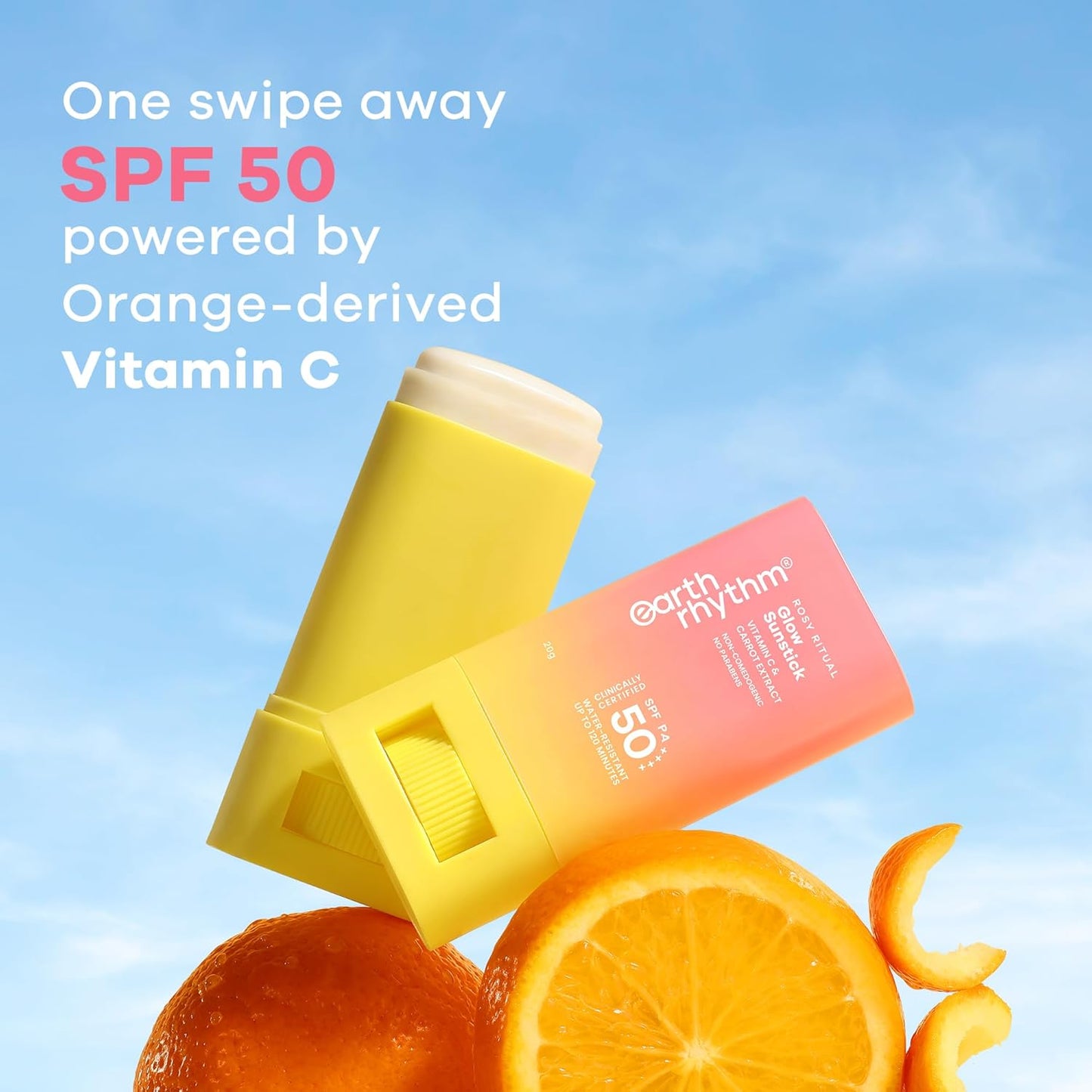 Earth Rhythm Rosy Ritual Glow Sunstick SPF 50 PA ++++ with Vitamin C & Carrot Extract.In Vivo Tested