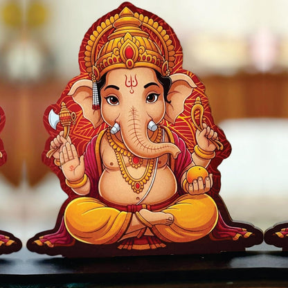 Wooden Shree Ganesha Idol | Spiritual Tabletop Showpiece for Home, Office Desk, Temple, Living Room Decor, Religious Gift Item (5.5 x 6 Inch)