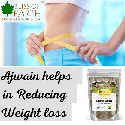 Bliss of Earth Certified Organic Ajwain/Carom Seeds Indian Spices & Masala For Better Hair, Skin,Health & Cooking (1kg)