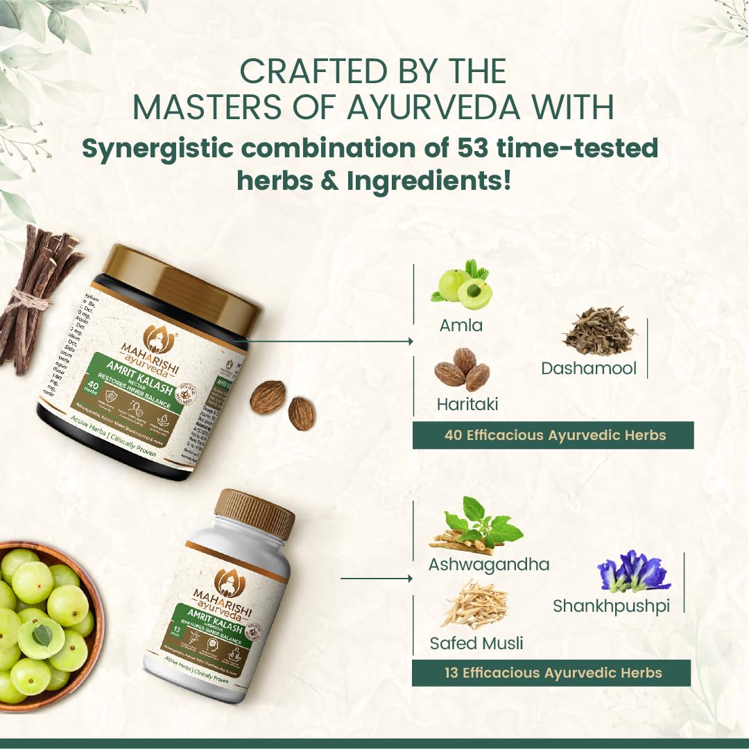Maharishi Ayurveda Amrit Kalash Immunity Booster | Super Rasayana | Helps Immunity, Daily Wellnes Stress & Anxiety | Improves Heart Health (Ambrosia 60 Tablets & Nectar Paste 600 grams Combo Pack)