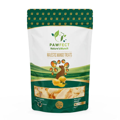 Pawfect Nature's Munch Freeze-Dried Majestic Mango Treats for Dogs - 100% Natural - Hypoallergenic - Grain-Free Veg Treats - Promotes Shiny Coat - Supports Healthy Metabolism (40g/1.41oz)