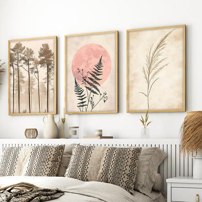 Painting Boho Wall Art Home Decoration Paintings With Frame For Living Room Bed Room Hotel Wall Decor Digital Reprint Set of 3 (Boho 4, 13x19 inch)