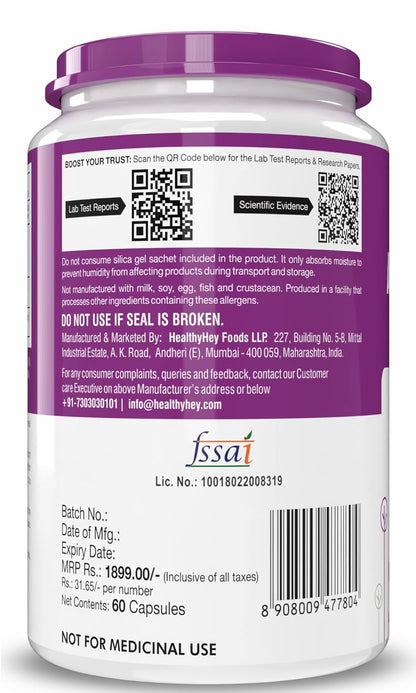 Zephivo HealthyHey Nutrition Alpha Lipoic Acid - ALA- Pack of 60 Veg. Capsules - Gluten Free & Non-GMO
