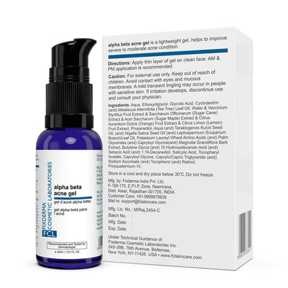 FCL Alpha Beta Acne Gel | Adapalene Gel 01 Acne Treatment | Glycolic Acid | Treats Open Pores Suitable For All Skin Types Paraben Free- 30ml
