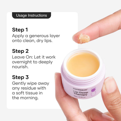 Cureskin Lip Deep Therapy Lip Mask | Moisturizing Lip Treatment with Vitamin C + Shea Butter for Soft Hydrated Lips | Overnight Repair | Lip Balm For Dry Chapped Lips | Lasting Hydration, 10 g (Pack of 1)
