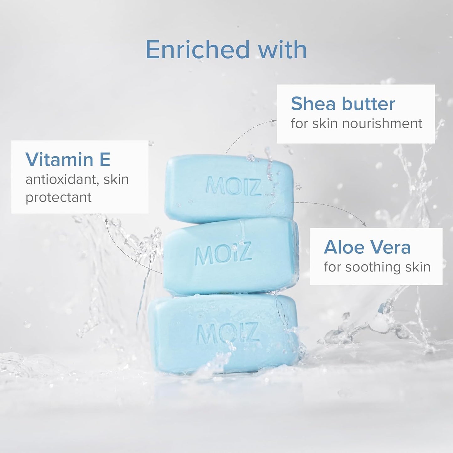 Moiz Syndet Bathing Bar | pH 5.5 | With Shea Butter, Aloe Vera & Vitamin E | Paraben & Cruelty-Free - 75gm