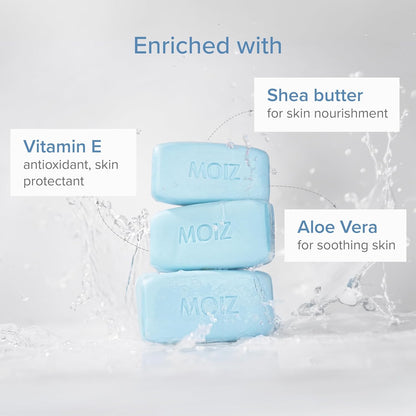 Moiz Syndet Bathing Bar | pH 5.5 | With Shea Butter, Aloe Vera & Vitamin E | Paraben & Cruelty-Free - 75gm