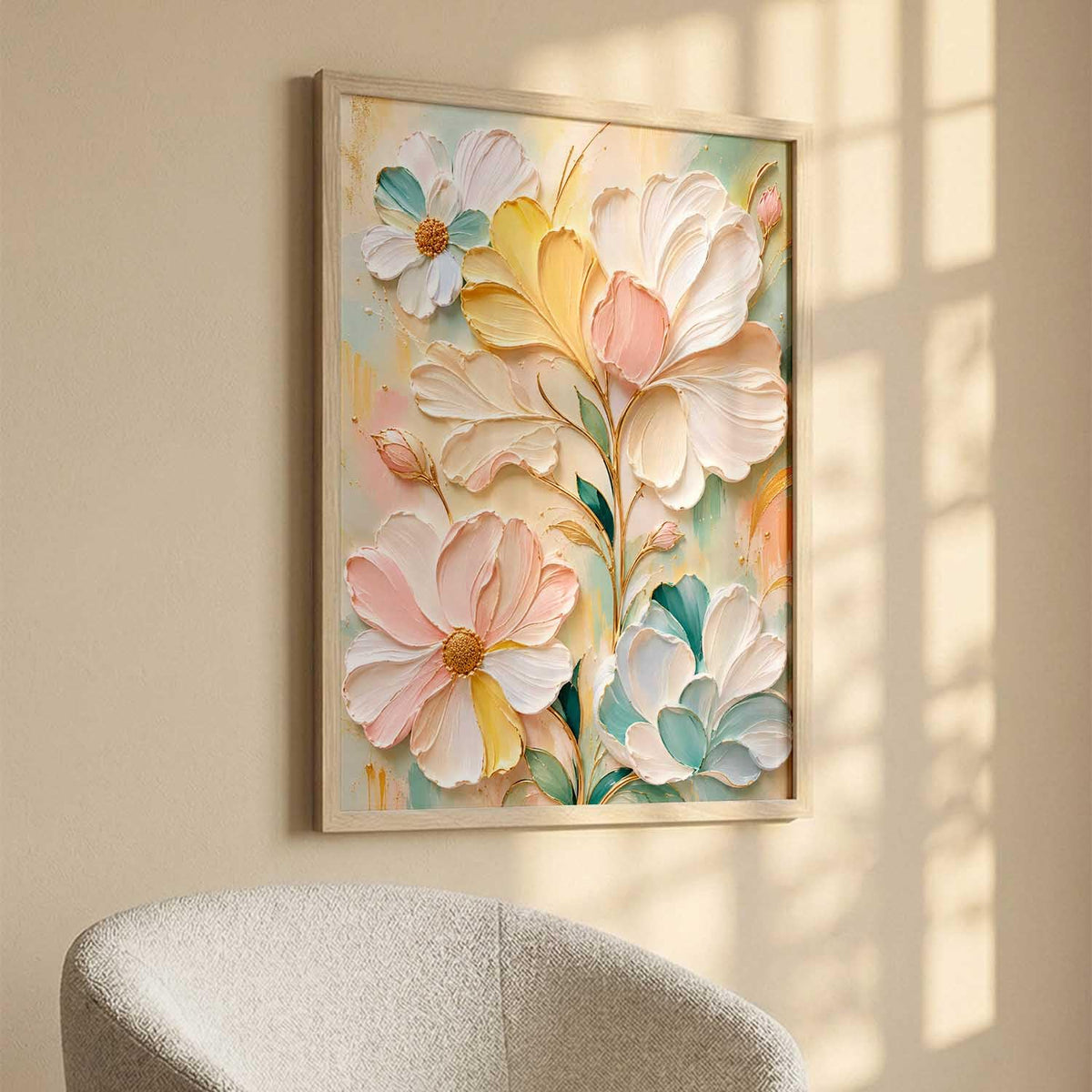 Aesthetic Flowers Modern Art Wall Painting | Home Decoration Floral Painting With Frame For Living Room Bedroom Wall Decor | Digital Reprint Set of 1 Size (13X17 INCH)
