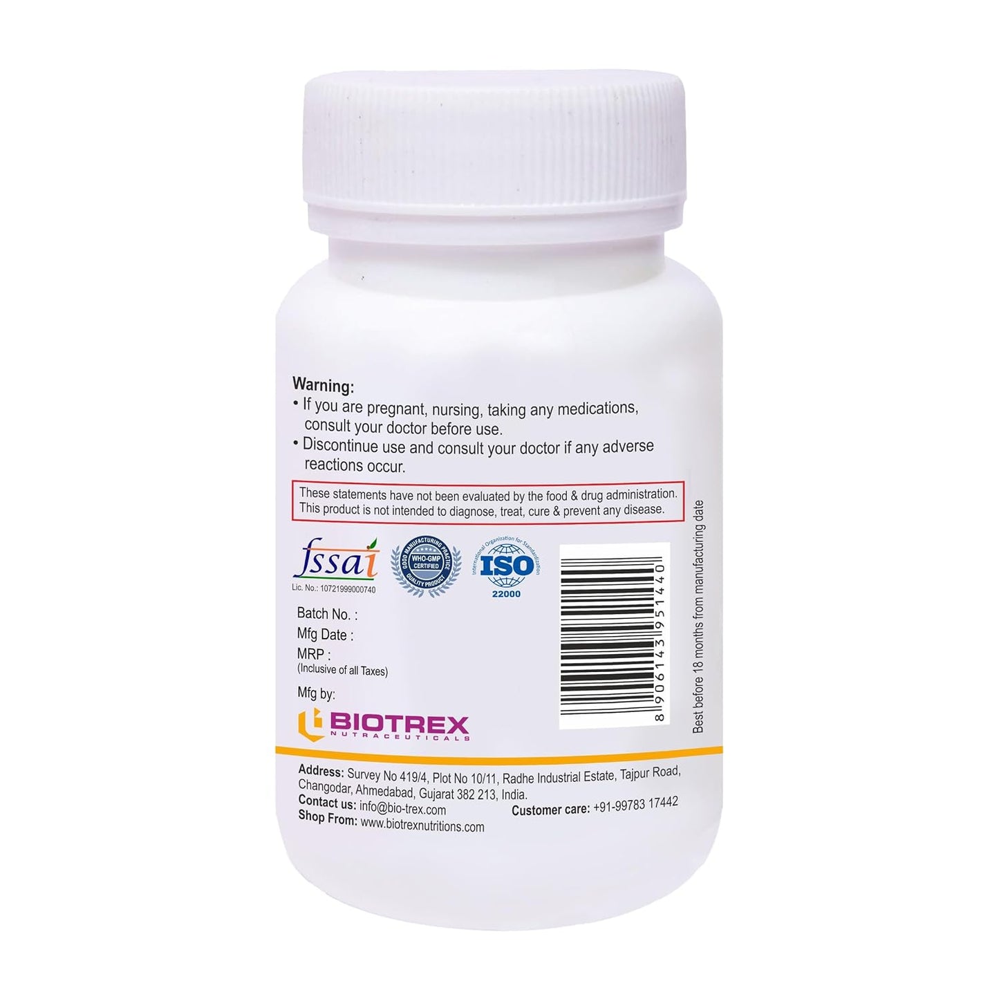 Biotrex Nutraceuticals Niacin 14mg Vitamin B3 With Inositol 50mg Supplement - 60 Veg Capsules