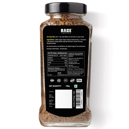 Rage Coffee Original Coffee Blend 100% Pure Arabica Beans | Instant Coffee for Smooth Aroma & taste, Hot and cold coffee) (Original Unique Blend, 100g)