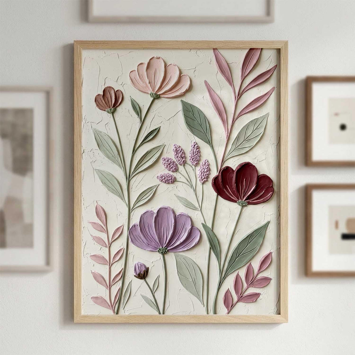 Floral Laef Wall Art Home Decoration | Aesthetic Paintings With Frame For Living Room Bed Room Hotel Wall Decor Digital Reprint (19x25 inch)
