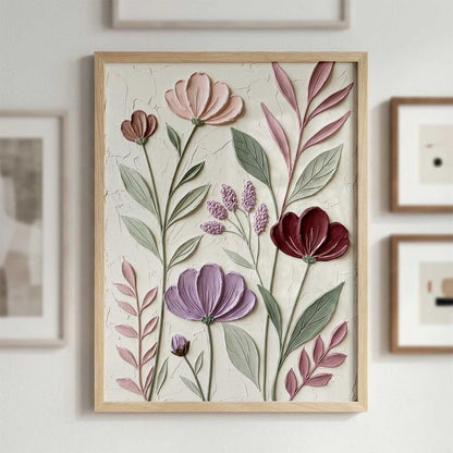 Floral Laef Wall Art Home Decoration | Aesthetic Paintings With Frame For Living Room Bed Room Hotel Wall Decor Digital Reprint (19x25 inch)