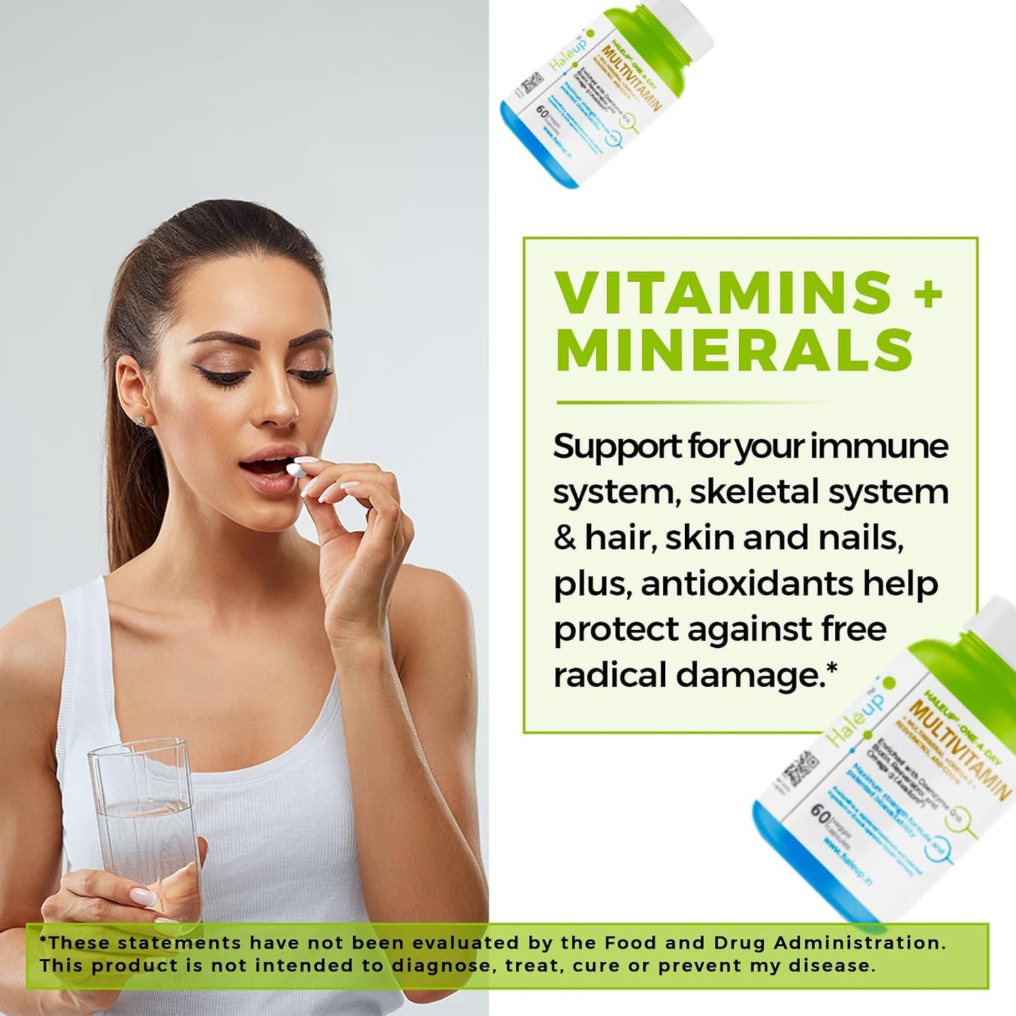 Haleup Multivitamins capsules for Women & Men - 120 CAPSULES, Multivitamin & Multimineral Supplements with Omega-3, Resveratrol, Coenzyme Q10 & Biotin