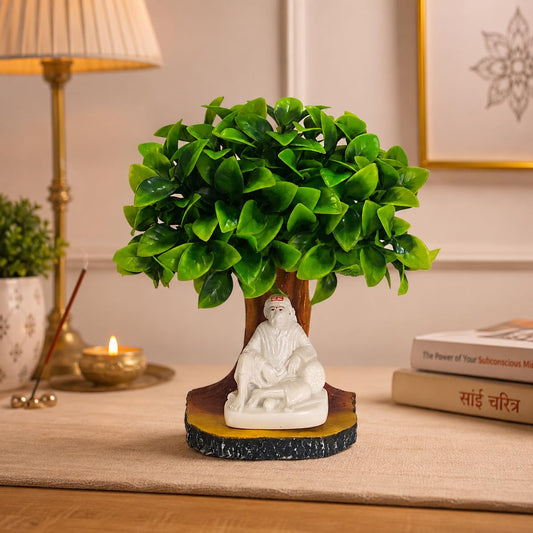 S A GIFTS Under Sacred Tree Showpiece | Decorative Spiritual Idol for Home Temple, Office Desk & Living Room | Decorative Tabletop Statue | Gift for Housewarming & Festivals (7 Inch) (SAI Baba)
