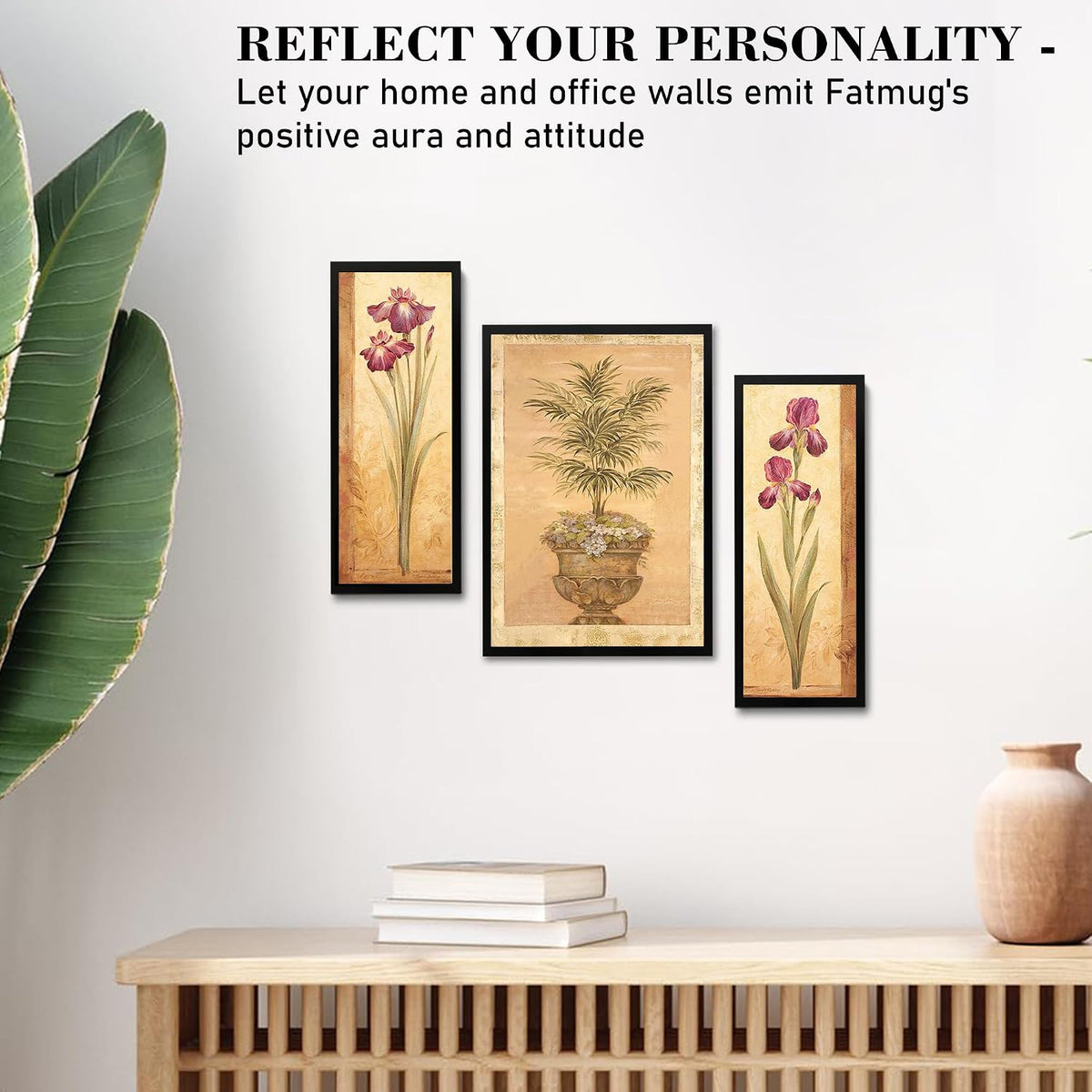 Wall Painting Frames For decor, Pictures Frame For Living Room, Home Decoration, Bedroom, Set of 3, 1pc- 23 x 30 cm, 2pc- 12.5 x 30 cm (Design 2)