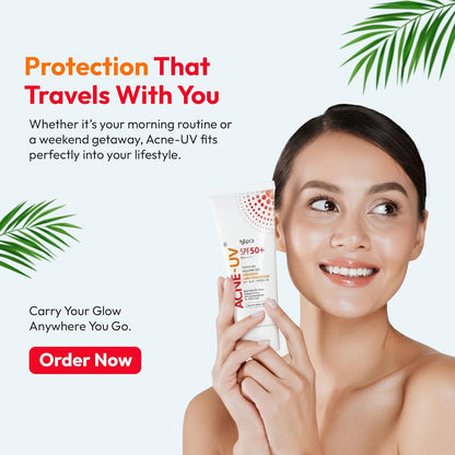 New ACNE-UV Sunscreen SPF50+ PA++++ | 50g Oil Free, Non Comedogenic Silicone Gel Sunscreen SPF 50 | UVA/UVB Protection | Water Resistant | No White Cast | Suitable for All Skin Types