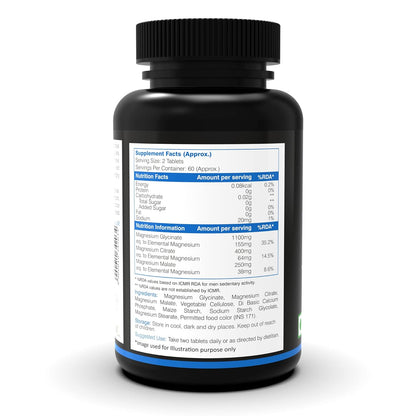 NutritJet Magnesium Glycinate Citrate Malate Complex | Max Absorption, Support Heart, Sleep, Muscle Health, Non-GMO & Gluten Free | 1750mg - For Men & Women 120 Tablets