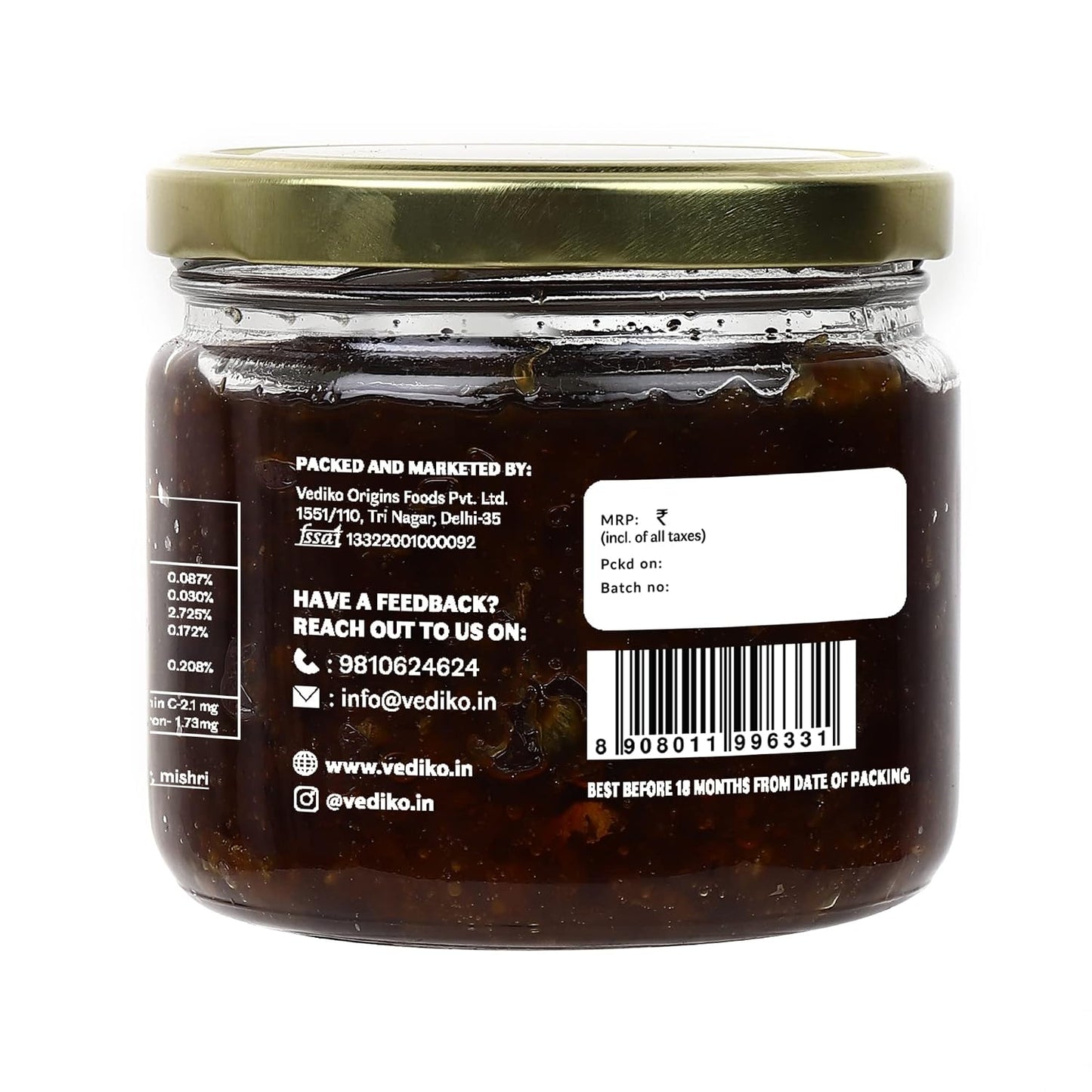 Vediko Origins Gulkand 350Gm|100% Sun-Cooked Pure Rose Petal Jam With No Artificial Flavors|Good For Gut Health|Sweetened With Raw Sugar (Mishri)|Improves Digestion|Natural Coolant|A Healthy Dessert