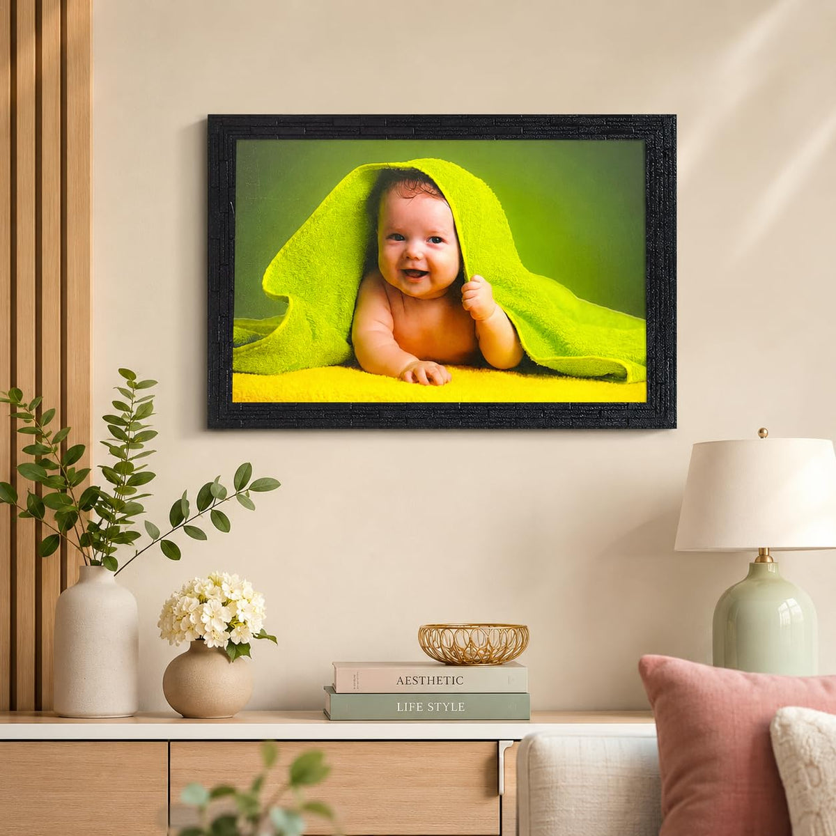 'Cute Baby' UV Art Painting (Synthetic Wood)| Ready to Hnag - (13.5 x 19.5 inch, Multicolor)