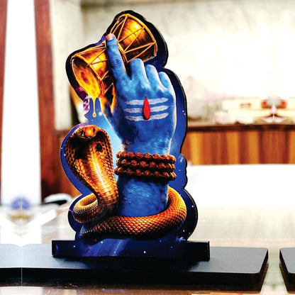 Wooden Lord Shiva Idol with Damru | Spiritual Tabletop Showpiece for Home, Office Desk, Temple, Living Room Decor, Religious Gift Item (5.7 x 6 Inch)
