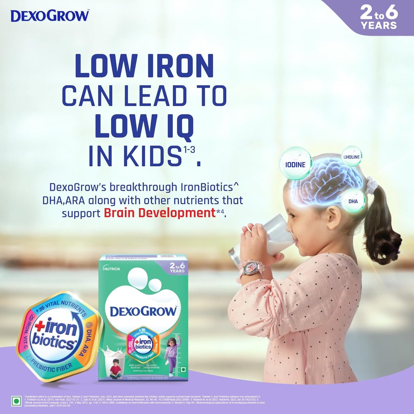 Nutritious Milk Drink for 2-6 year Old Kids with IRON BIOTICS, Zero Added Sucrose - 400g BIB