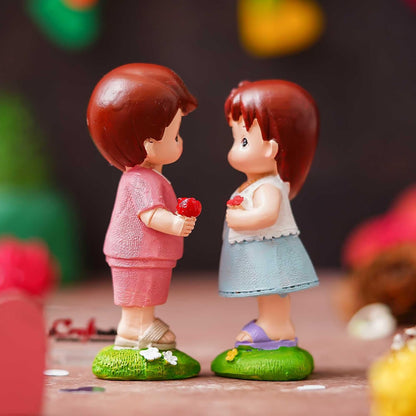 eCraftIndia Boy Giving Rose to Girl Cute Couple Showpiece | Valentine Gift for Girlfriend Boyfriend Husband Wife Special Love Her Him | Valentine Day Decoration Items