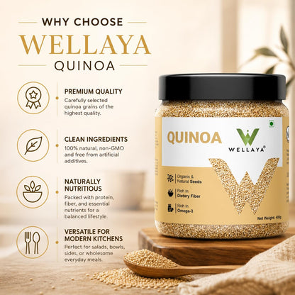 WELLAYA Quinoa Seeds | High Protein & Fiber Quinoa Seeds for Eating | Rich Nutrient Whole Grain | Healthy Food