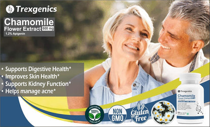 Advertisement for Trexegenics Chamomile Flower Extract with a couple in the background