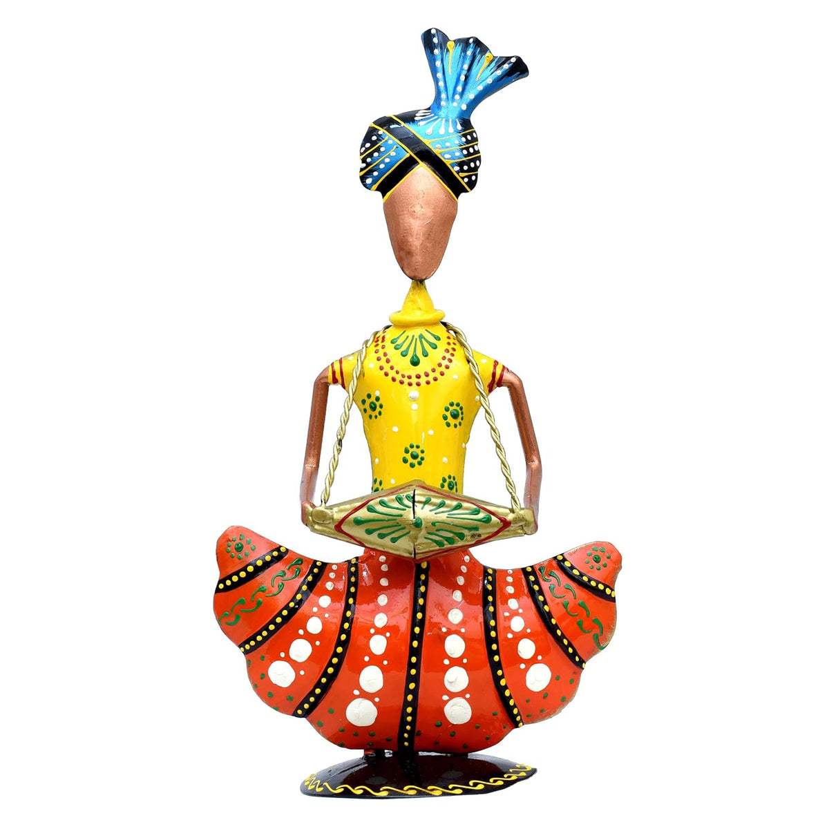 Metal Figurines for Home Decor, Traditional Rajasthani Musicians Pack of 3 Statues Home Decor Items for Living Room, Indoors (Gold Musicians)