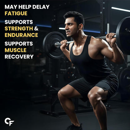 Man lifting weights with text about health benefits on a dark background